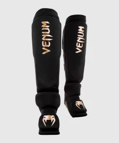 TRAINING GEAR Venum Kontact Evo Slip On Shin Guards - Black/Gold