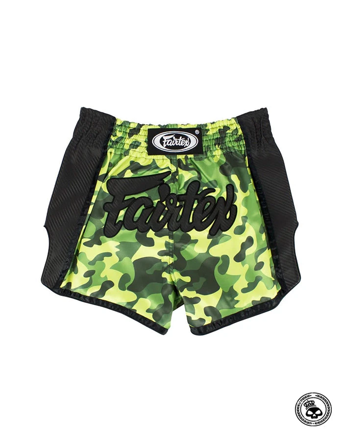 Fairtex Slim Cut Muay Thai Shorts - Green Camo 3 Fairtex Slim Cut Muay Thai Shorts - Green Camo