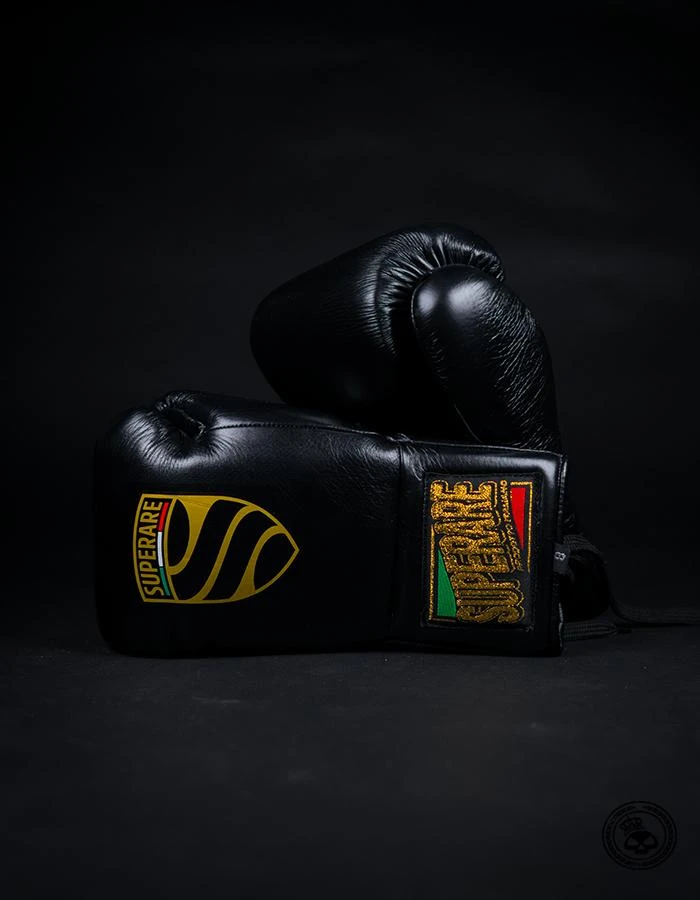 Superare Fight Goods Superare S458 Lace Up Pro Fight Gloves - Black 3 Superare Fight Goods Superare S458 Lace Up Pro Fight Gloves - Black