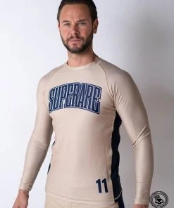 Superare Fight Goods Superare Finisher Long Sleeve Rash Guard - Beige/Navy SUPERARE ATHLETICS