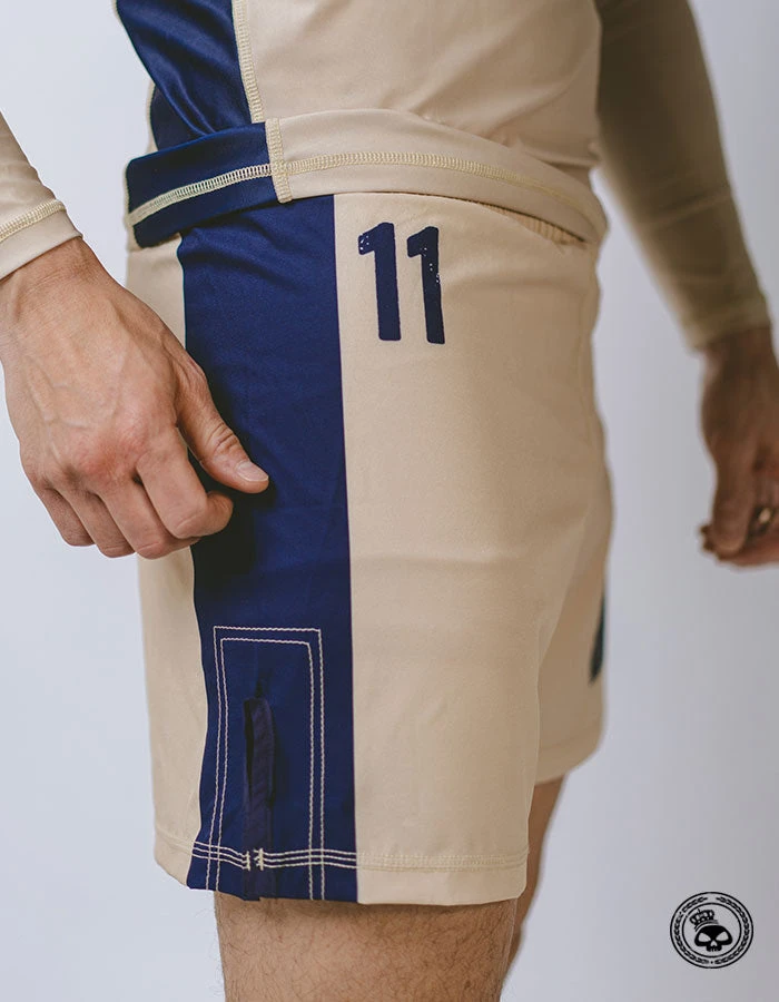 Superare Fight Goods Superare Finisher Fight Shorts - Beige/Navy 6 Superare Fight Goods Superare Finisher Fight Shorts - Beige/Navy
