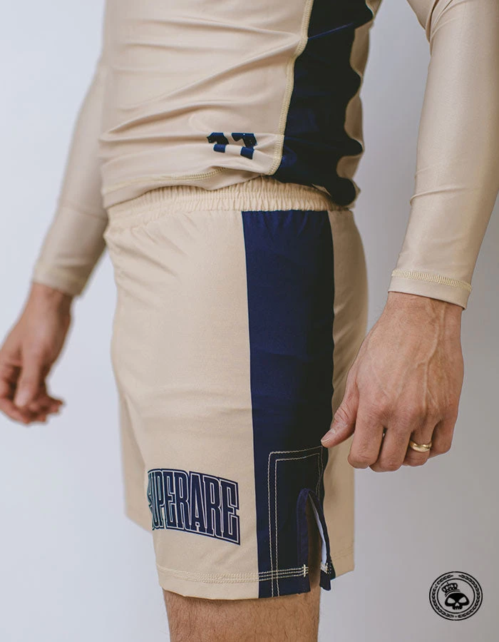 Superare Fight Goods Superare Finisher Fight Shorts - Beige/Navy 5 Superare Fight Goods Superare Finisher Fight Shorts - Beige/Navy