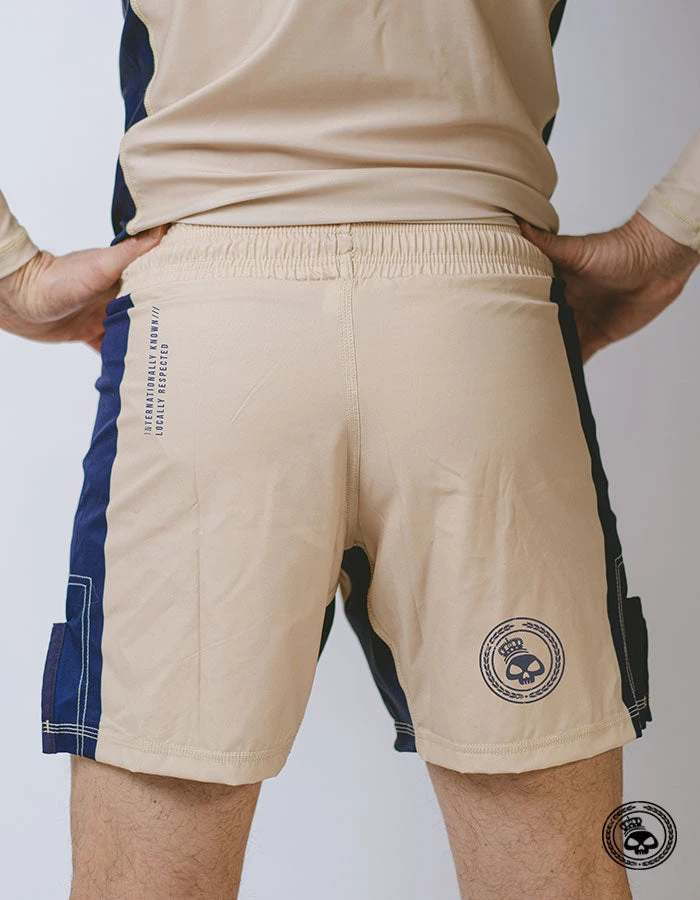 Superare Fight Goods Superare Finisher Fight Shorts - Beige/Navy 7 Superare Fight Goods Superare Finisher Fight Shorts - Beige/Navy