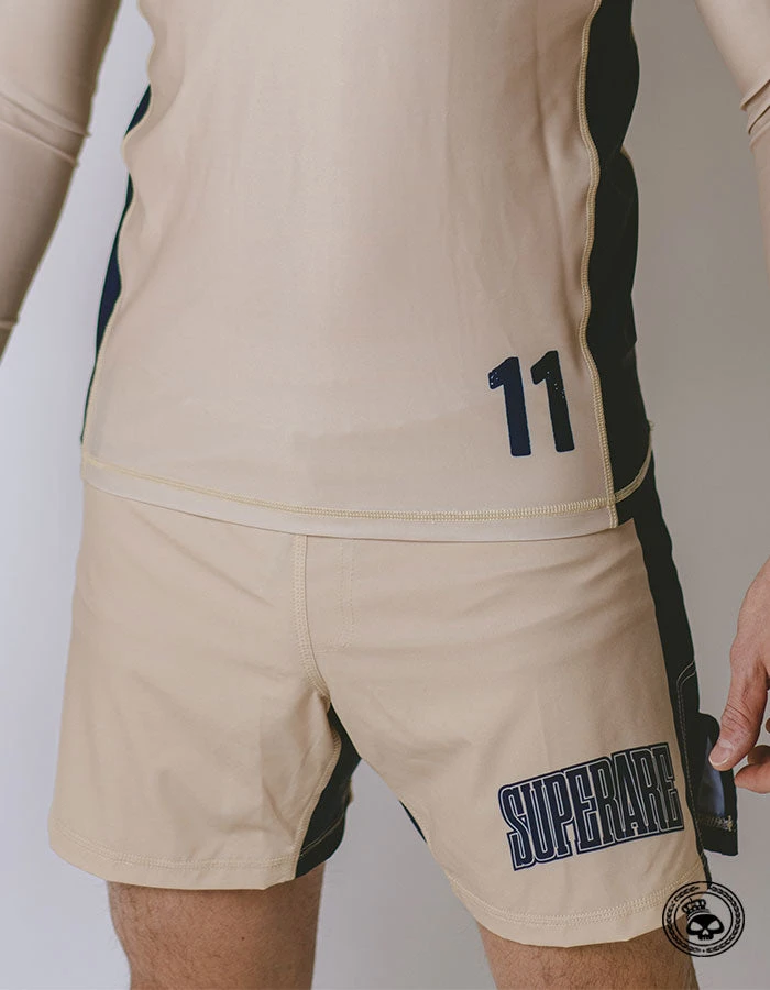 Superare Fight Goods Superare Finisher Fight Shorts - Beige/Navy 3 Superare Fight Goods Superare Finisher Fight Shorts - Beige/Navy