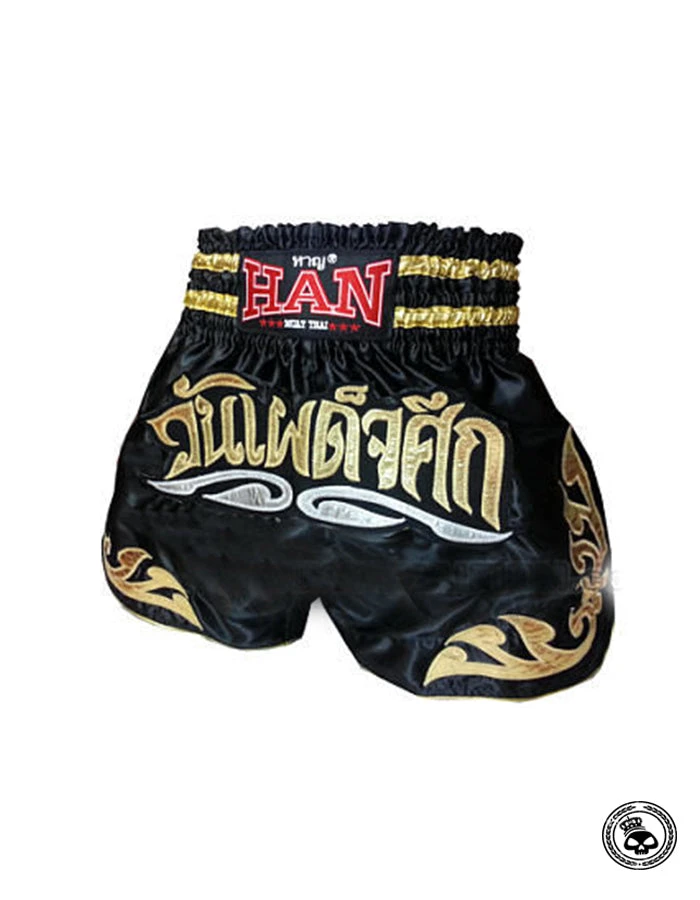 TRAINING GEAR Han Muay Thai Shorts - The Showdown Black/Gold 3 TRAINING GEAR Han Muay Thai Shorts - The Showdown Black/Gold