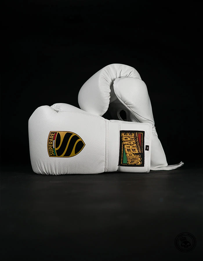 Superare Fight Goods Superare S50 Lace Up Gloves - White SUPERARE ITALY 3 Superare Fight Goods Superare S50 Lace Up Gloves - White SUPERARE ITALY