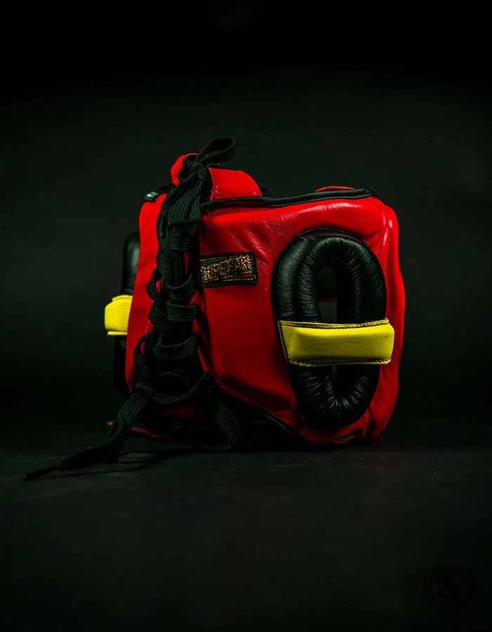 Superare Fight Goods Superare S430 Full Face Headgear - Red/Black/Yellow 4 Superare Fight Goods Superare S430 Full Face Headgear - Red/Black/Yellow
