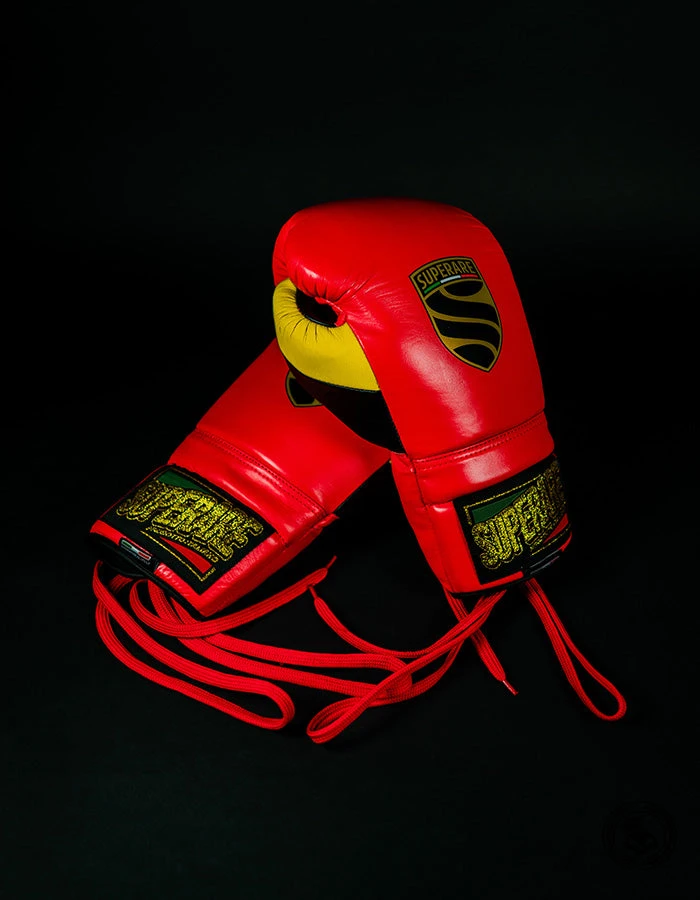 Superare Fight Goods Superare S50 Lace Up Gloves - Red/Black/Yellow 5 Superare Fight Goods Superare S50 Lace Up Gloves - Red/Black/Yellow