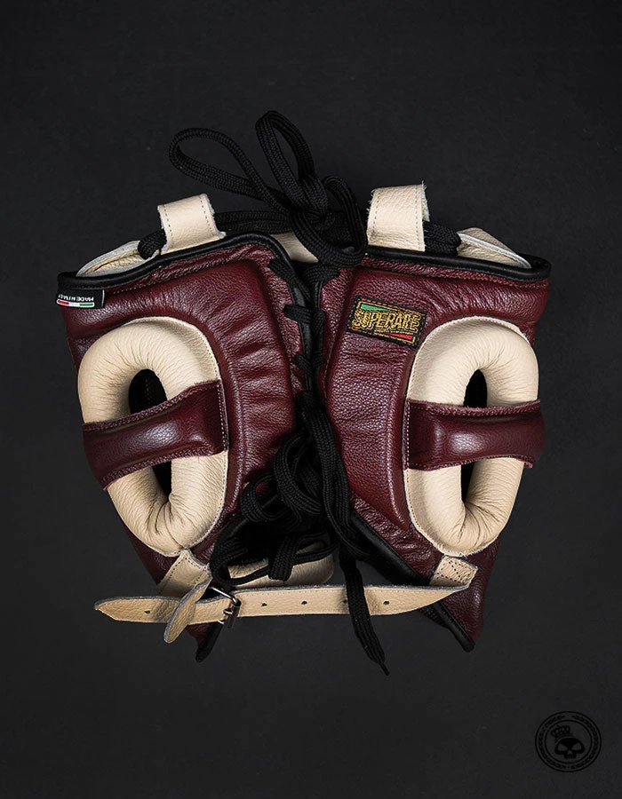 Superare Fight Goods SUPERARE ITALY Superare S360 Cheek Headgear - Maroon/Cream 4 Superare Fight Goods SUPERARE ITALY Superare S360 Cheek Headgear - Maroon/Cream