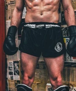Superare Fight Goods Superare One Series Muay Thai Shorts - Black/White TRAINING GEAR