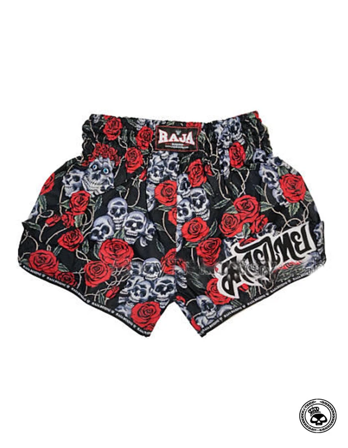 TRAINING GEAR Raja Muay Thai Shorts - Roses And Skulls 3 TRAINING GEAR Raja Muay Thai Shorts - Roses And Skulls