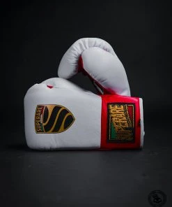 Superare Fight Goods Superare S458 Lace Up Pro Fight Gloves - White/Red (HORSE HAIR)