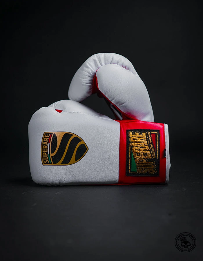 Superare Fight Goods Superare S458 Lace Up Pro Fight Gloves - White/Red (HORSE HAIR) 3 Superare Fight Goods Superare S458 Lace Up Pro Fight Gloves - White/Red (HORSE HAIR)