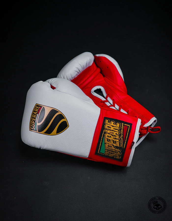 Superare Fight Goods Superare S458 Lace Up Pro Fight Gloves - White/Red (HORSE HAIR) 4 Superare Fight Goods Superare S458 Lace Up Pro Fight Gloves - White/Red (HORSE HAIR)