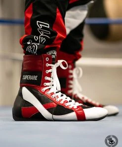 Superare Fight Goods TRAINING GEAR Superare Boxing Shoes - Black/Red/White