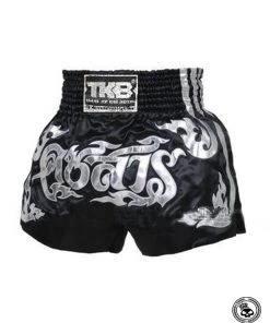 Top King Muay Thai Shorts - Black/Silver TRAINING GEAR