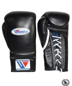 Winning Lace Up Gloves - Black