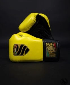 Superare Fight Goods SUPERARE ITALY Superare S458 Lace Up Pro Fight Gloves - Black/Yellow