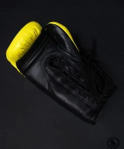Superare Fight Goods SUPERARE ITALY Superare S458 Lace Up Pro Fight Gloves - Black/Yellow